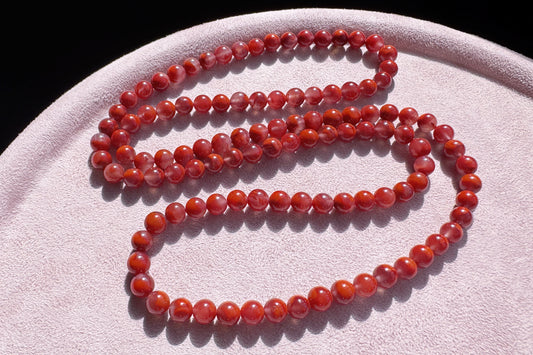 Certified Natural Nanhong Agate Bracelet, Nanhong Bracelet, Untreated Nanhong Agate Beads Jelly Like Texture, 天然南红玛瑙火焰纹圆珠多圈手串