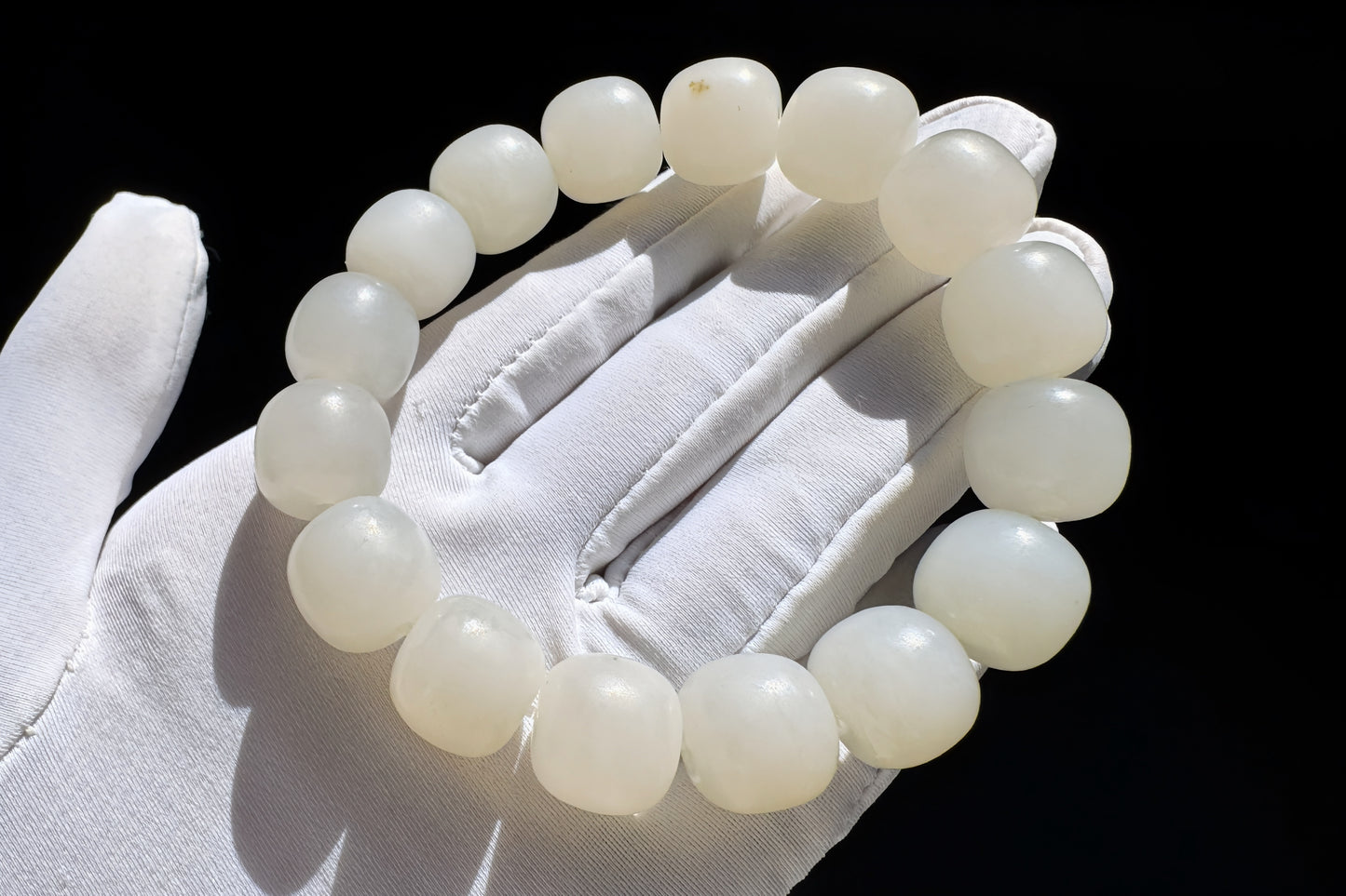 13mm Natural White Hetian Nephrite Bracelet, White Nephrite Jade Beads, Matte Nephrite Bracelet, 天然和田玉青海料一级白老型珠手串