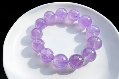 18mm Natural Lavender Amethyst Bracelet, Chunky Lavender Amethyst Beads, Deep Lavender Amethyst, 天然浓郁色薰衣草紫水晶手串