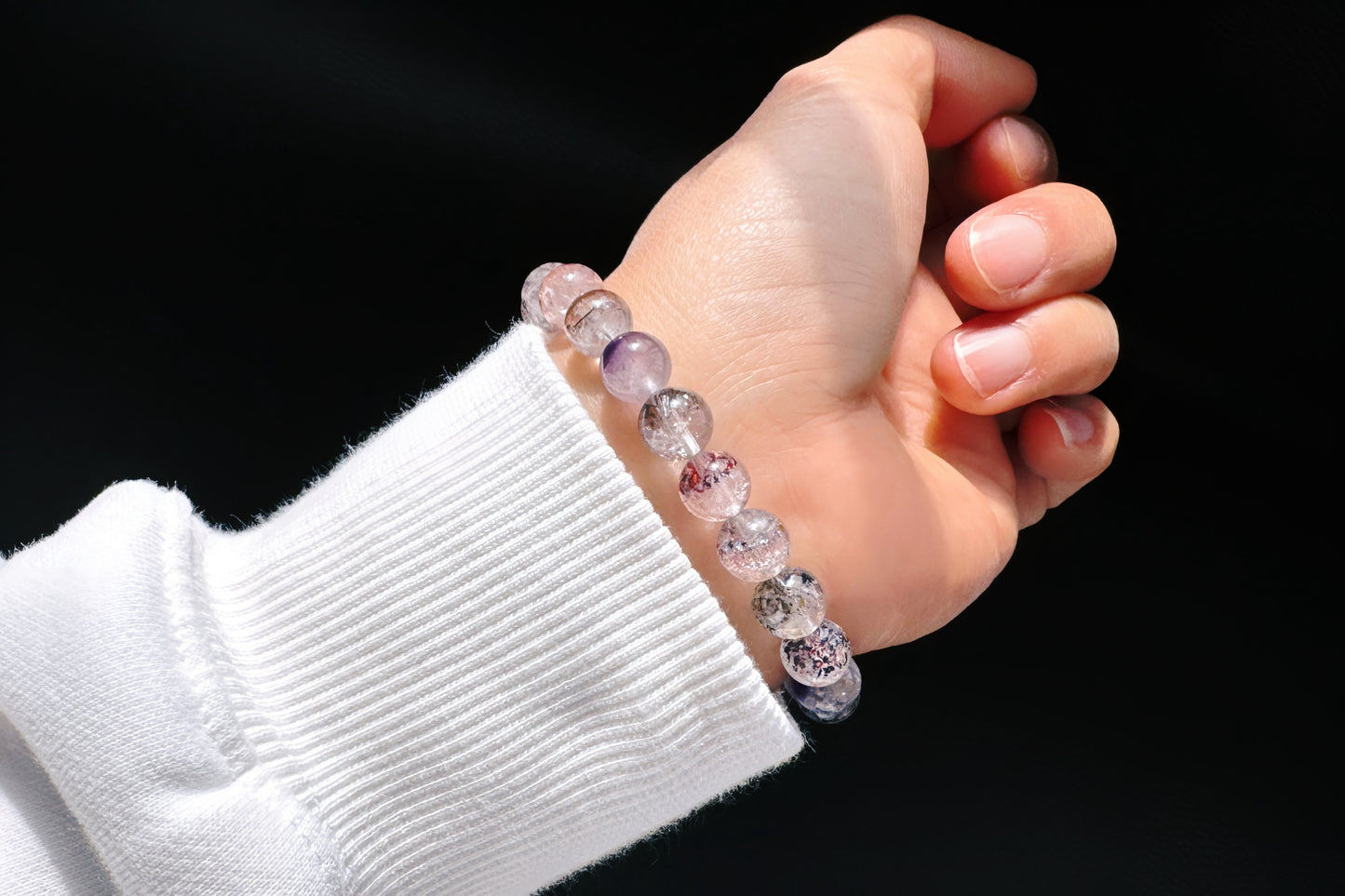 8mm Natural Super Seven Quartz Beaded Bracelet, Rare Venom Super Seven Bracelet, Venom Super 7 Crystal, 天然超级七手串毒液超七手串