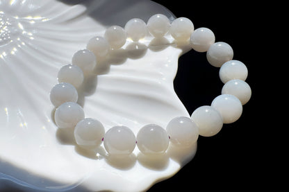 Natural Smokey Gray Hetian Nephrite Bracelet, Gray Nephrite Jade Beaded Bracelet, 天然青海料和田玉浅烟灰色圆珠玉手串