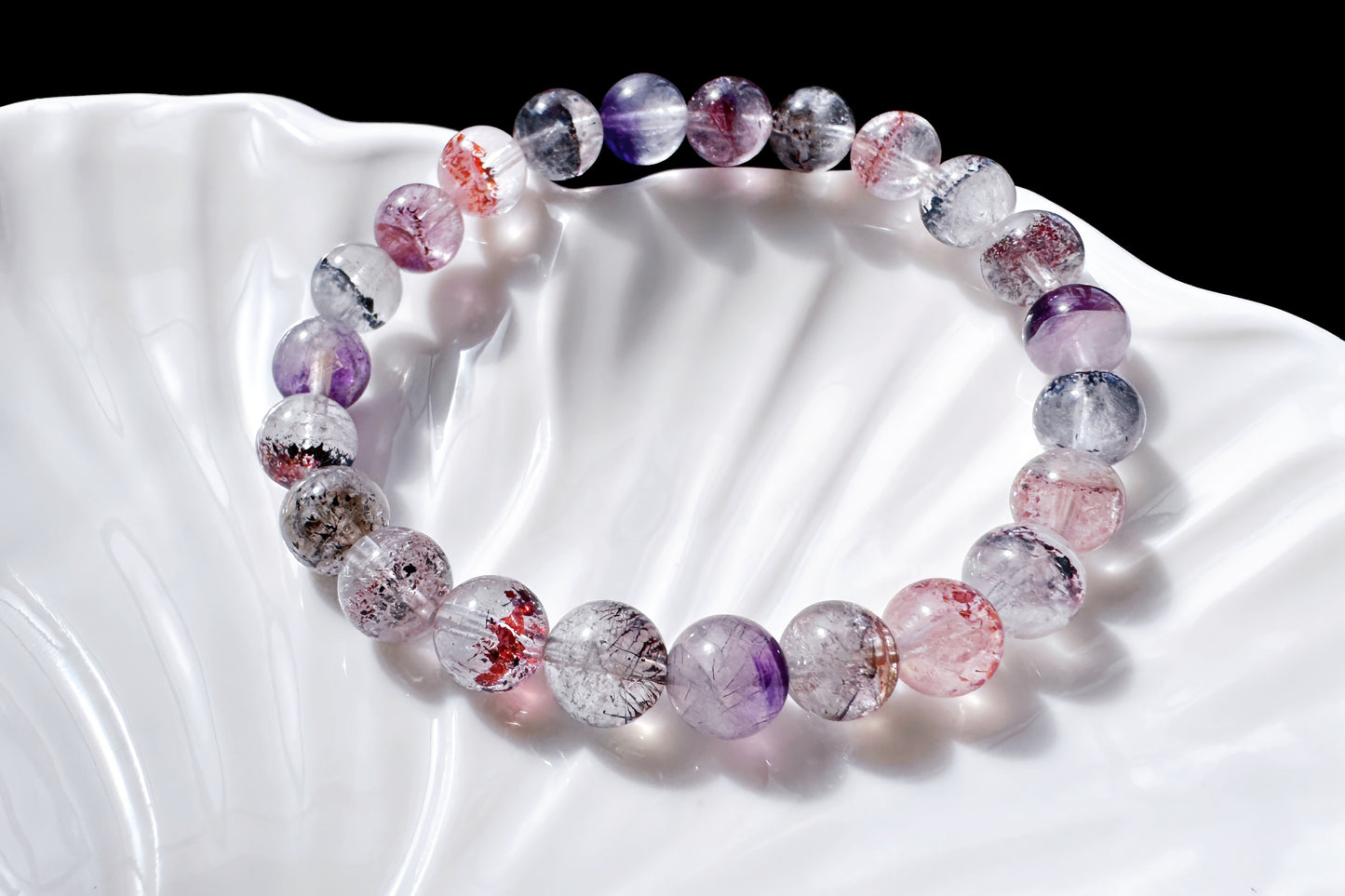 8mm Natural Super Seven Quartz Beaded Bracelet, Rare Venom Super Seven Bracelet, Venom Super 7 Crystal, 天然超级七手串毒液超七手串