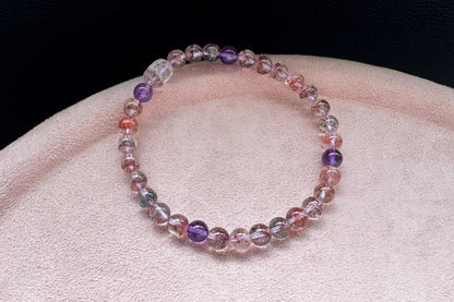 Rare Natural Pyramid Super Seven Beaded Bracelet with Super Seven Pixiu Charm, Top Grade Super Seven Bracelet, 天然招财金字塔超级七手串搭配超七貔貅
