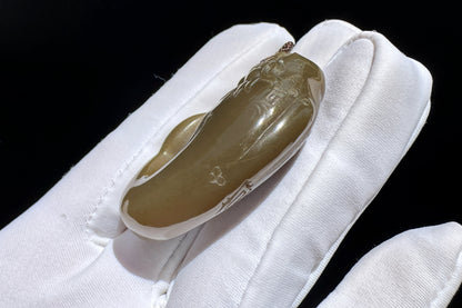 Certified Natural Dark Brown Sugar Hetian Nephrite Dragon Fish Pendant, Nephrite Jade Fish Turning Drago Pendant, Brown Jade, 天然糖玉鱼化龙吊坠深糖玉龙鱼吊坠