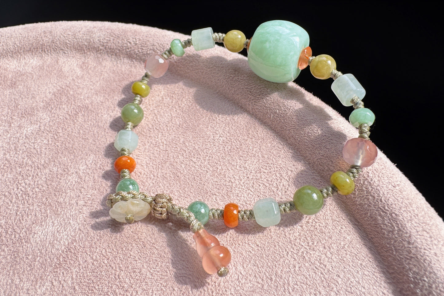 Natural Green Jadeite Jade Hand Braided Bracelet, Grade A Jade Beads in Multi-colors, Jade Bracelet, Jade Lu Lu Tong, 天然A货果绿色翡翠路路通配多宝翡翠珠手编手链