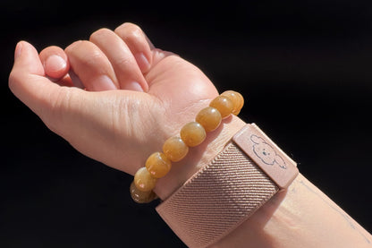Natural Honey Brown Nephrite Jade Bracelet, Nephrite Jade Beads in Light Brown Sugar Color, 天然蜜糖色玉圆珠手串
