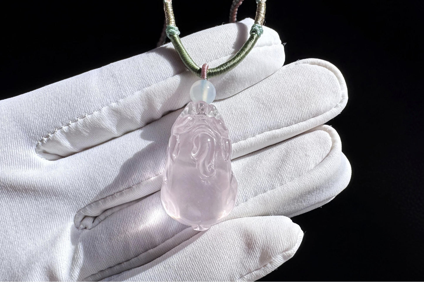 Certified Natural Mozambique Rose Quartz Hand Carved Pixiu Pendant, Rose Quartz Pixiu, 天然莫桑比克粉晶手工雕刻招财貔貅吊坠