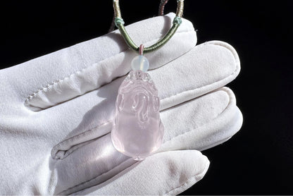 Certified Natural Mozambique Rose Quartz Hand Carved Pixiu Pendant, Rose Quartz Pixiu, 天然莫桑比克粉晶手工雕刻招财貔貅吊坠
