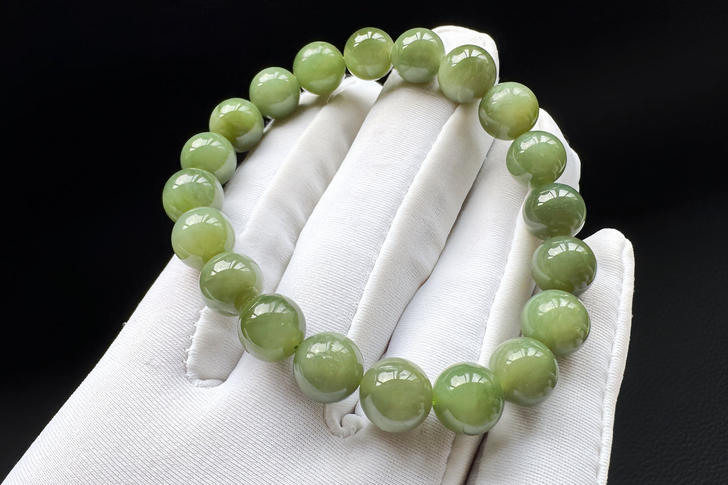 9mm Natural Dark Green Nephrite Beaded Bracelet, Untreated Chatoyancy Nephrite Jade Beads, 天然和田玉碧玉圆珠手串