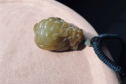 High Grade Natural Hetian Nephrite Hand Carved Dragon Turtle Pendant, Brown Sugar Nephrite Jade Dragon Turtle Pendant, 天然精品手工精雕糖白玉龙龟吊坠