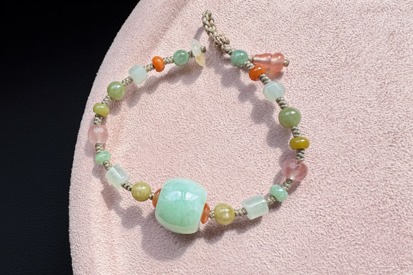 Natural Green Jadeite Jade Hand Braided Bracelet, Grade A Jade Beads in Multi-colors, Jade Bracelet, Jade Lu Lu Tong, 天然A货果绿色翡翠路路通配多宝翡翠珠手编手链