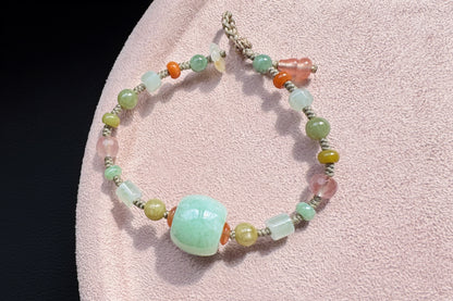 Natural Green Jadeite Jade Hand Braided Bracelet, Grade A Jade Beads in Multi-colors, Jade Bracelet, Jade Lu Lu Tong, 天然A货果绿色翡翠路路通配多宝翡翠珠手编手链