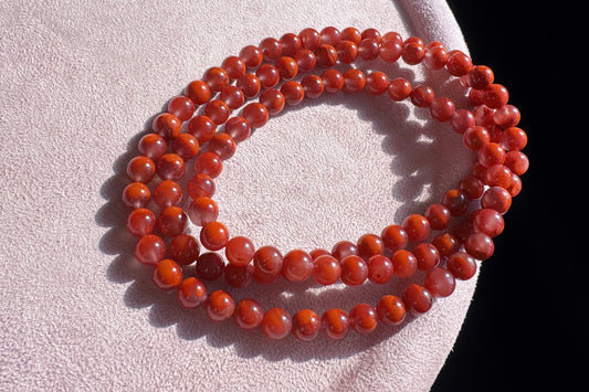 Certified Natural Nanhong Agate Bracelet, Nanhong Bracelet, Untreated Nanhong Agate Beads Jelly Like Texture, 天然南红玛瑙火焰纹圆珠多圈手串