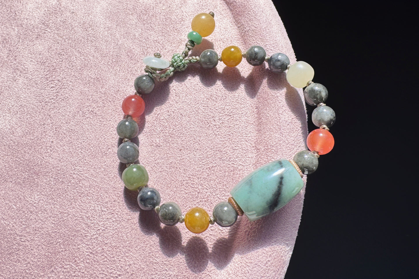 Natural Black and White Jadeite Jade Beads Bracelet, Hand Braided Black Jade Bracelet with Nanhong and Nephrite Beads, 保真天然缅甸A货翡翠飘绿乌鸡料手链