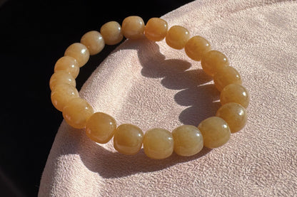 Natural Honey Brown Nephrite Jade Bracelet, Nephrite Jade Beads in Light Brown Sugar Color, 天然蜜糖色玉圆珠手串