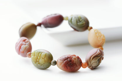 Top Grade Natural Yanyuan Agate Carved Egg Charm Bracelet, Genuine Carved Yanyuan Agate, 天然盐源玛瑙雕刻蛋蛋手串