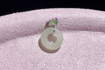 Small Natural White Nephrite Safe and Sound Pendant in S925 Silver Bamboo Shape Setting, White Green Nephrite Jade Pendant, 天然白玉平安无事牌竹节吊坠