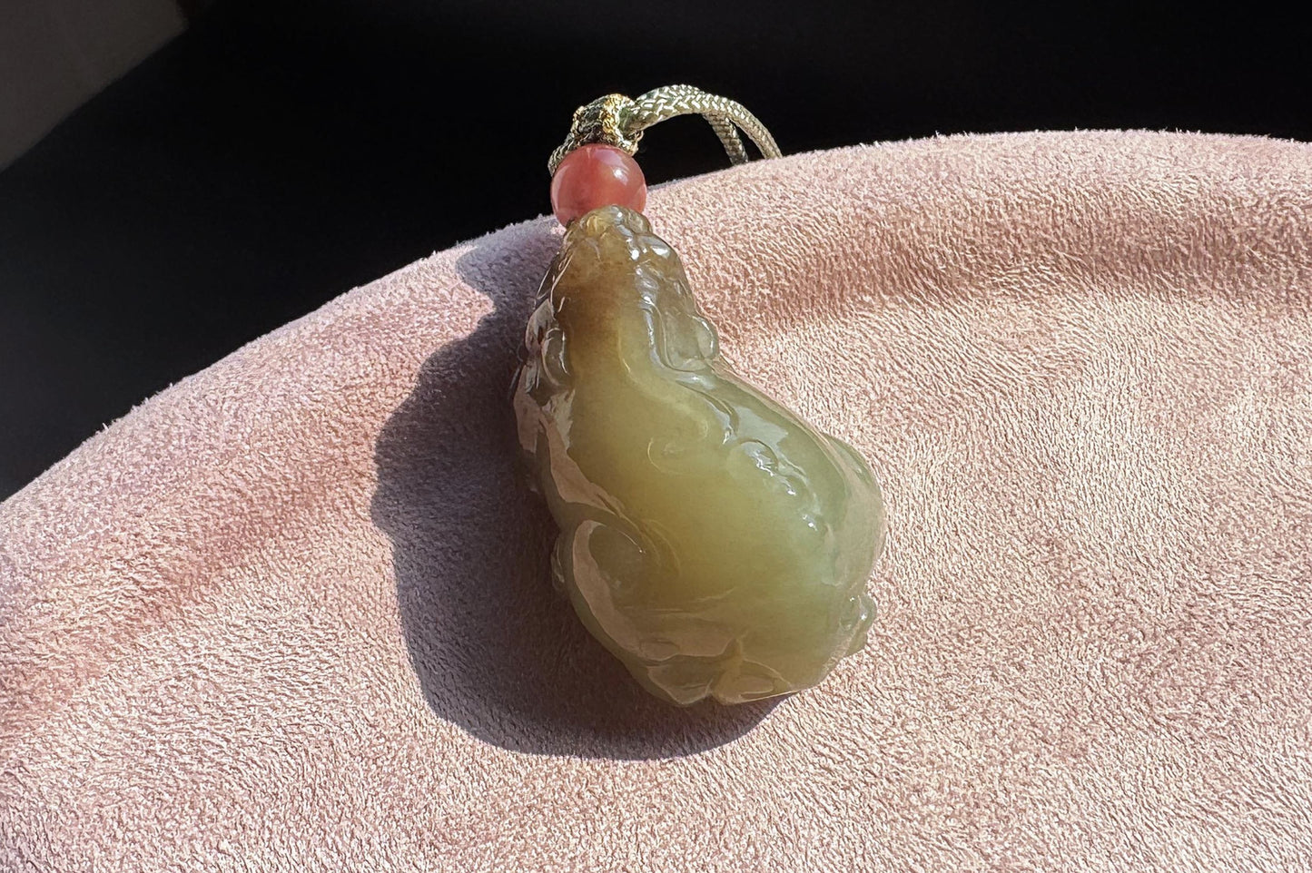 Certified Natural Brown Sugar Nephrite Hand Carved Pixiu Pendant, Nephrite Jade Pixiu, Good Luck Jade Necklace, 天然糖青玉手工雕刻貔貅吊坠