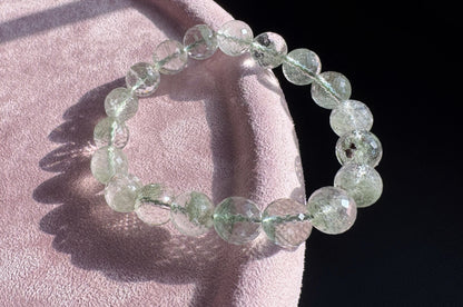 Natural Brazilian Green Phantom Quartz Beaded Bracelet, Natural Green Phantom Crystal Faceted Beads, 天然巴西满天星绿幽灵水晶刻面珠手串