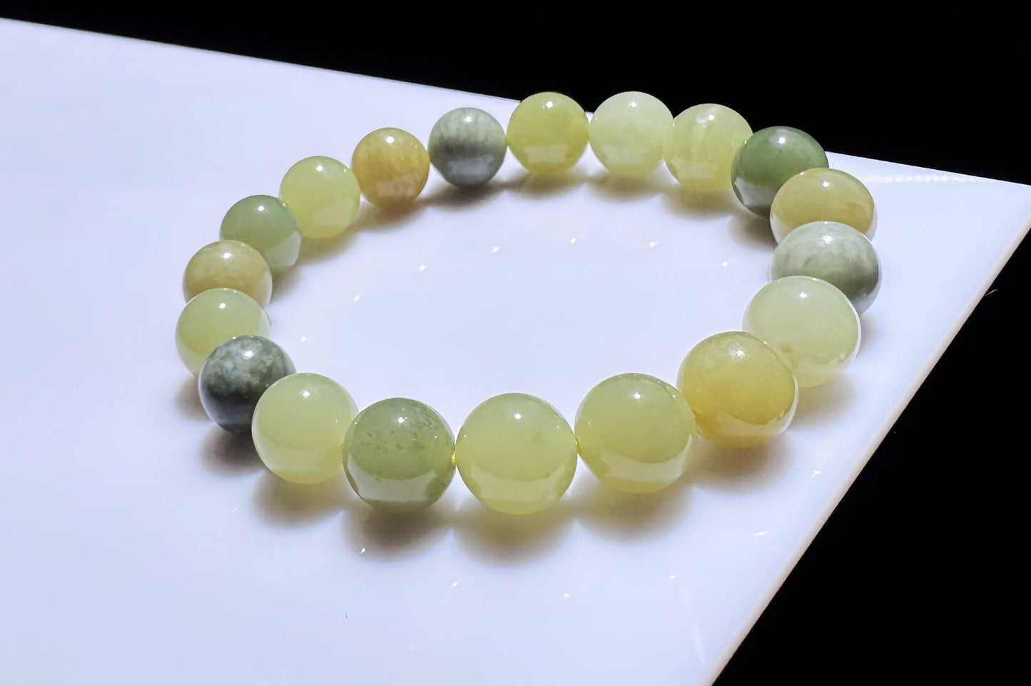 Certified Natural Yellow Nephrite Jade Bracelet with Blue Stone Skin, Unique Nephrite Jade Bracelet, 天然若羌蓝皮黄口料玉手串带证书