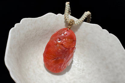 Certified Natural Baoshan Nanhong Agate in Red and White Material, Hand Carved Nanhong South Red Agate Phoenix Pendant, 天然保山南红玛瑙手工精雕凤凰吊坠