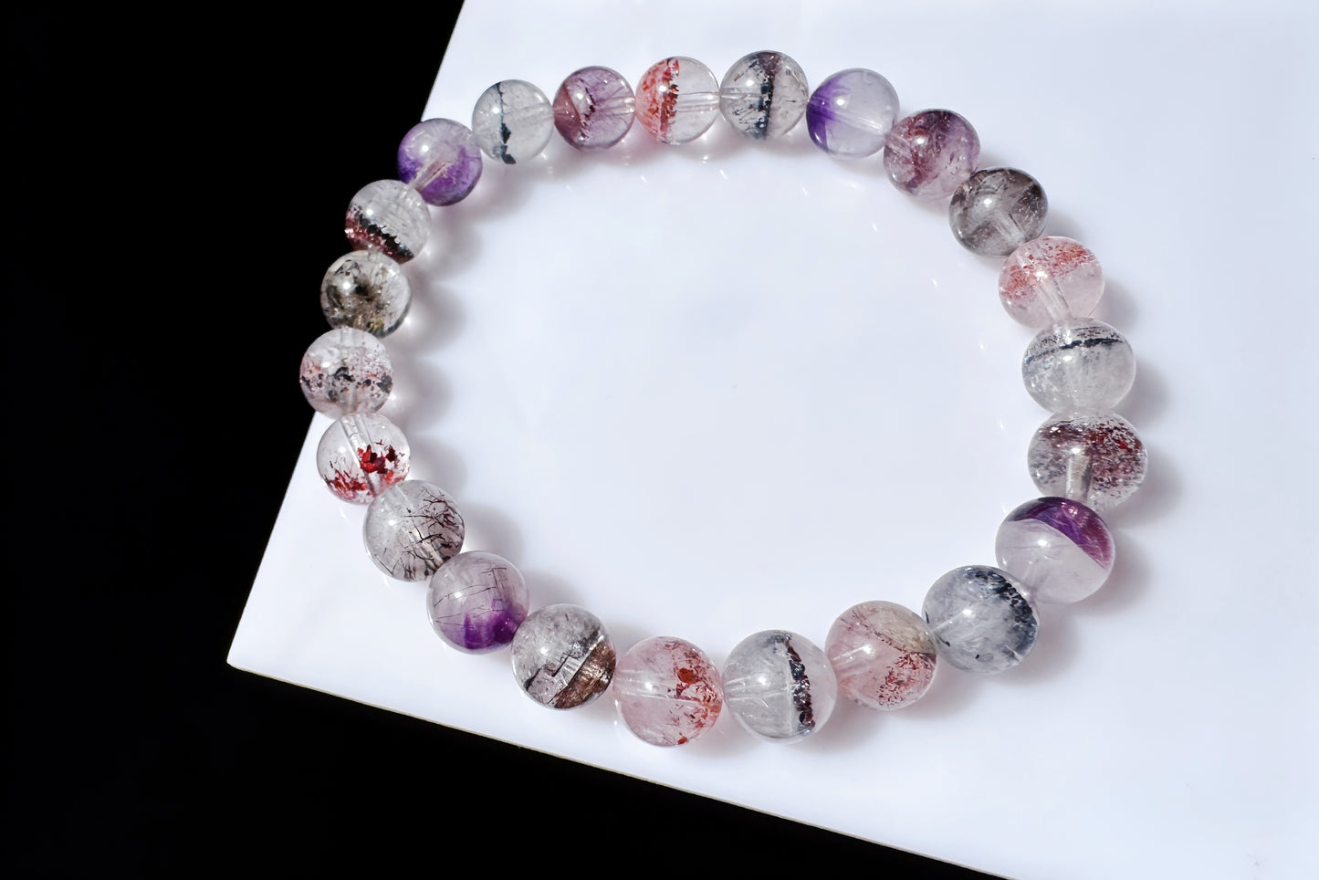 8mm Natural Super Seven Quartz Beaded Bracelet, Rare Venom Super Seven Bracelet, Venom Super 7 Crystal, 天然超级七手串毒液超七手串