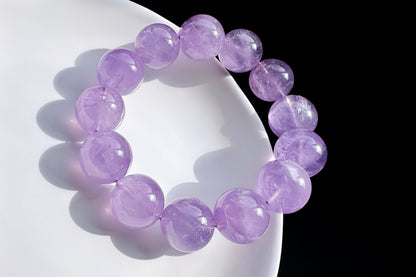 18mm Natural Lavender Amethyst Bracelet, Chunky Lavender Amethyst Beads, Deep Lavender Amethyst, 天然浓郁色薰衣草紫水晶手串