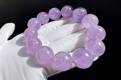 18mm Natural Lavender Amethyst Bracelet, Chunky Lavender Amethyst Beads, Deep Lavender Amethyst, 天然浓郁色薰衣草紫水晶手串