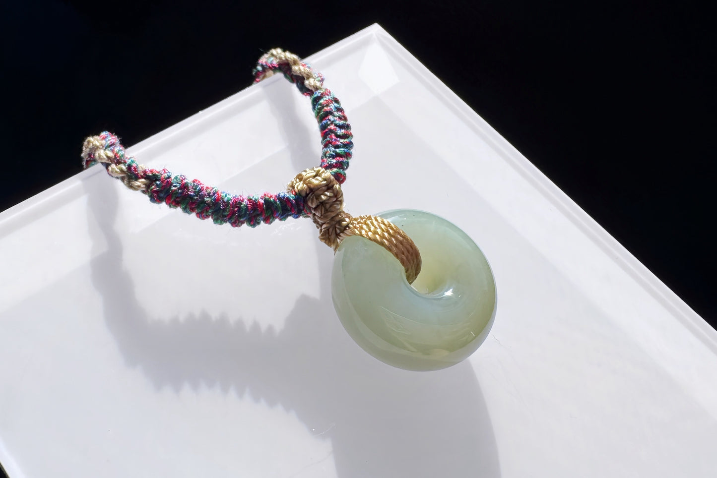 Natural Hetian Nephrite Jade Peace Buckle Pendant, Jade Peace Buckle Necklace, 天然和田玉平安扣面包扣吊坠