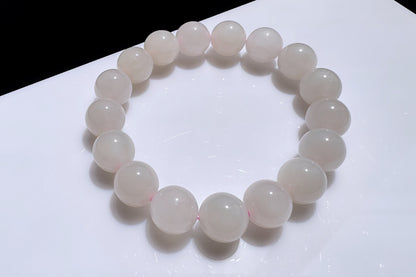 11mm Certified Natural Oufen Hetian Nephrite Bracelet, Icy Pink Hetian Nephrite Jade Beads Bracelet, 天然青海料藕粉和田玉圆珠手串