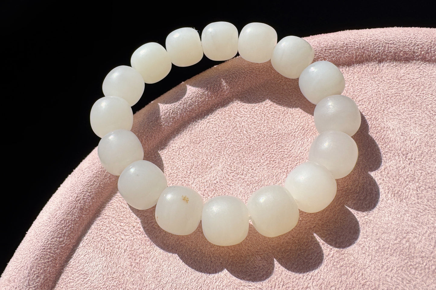 13mm Natural White Hetian Nephrite Bracelet, White Nephrite Jade Beads, Matte Nephrite Bracelet, 天然和田玉青海料一级白老型珠手串