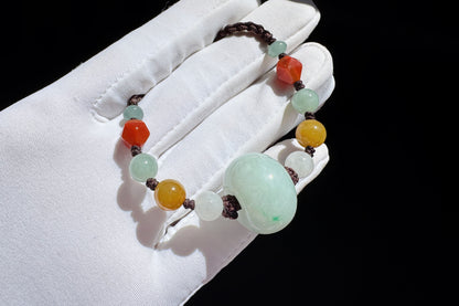 Certified Natural Grade A Jadeite Jade Hand Braided Adjustable Necklace, Jadeite Jade Necklace, 保真天然A货翡翠厚装路路通手编锁骨链项链