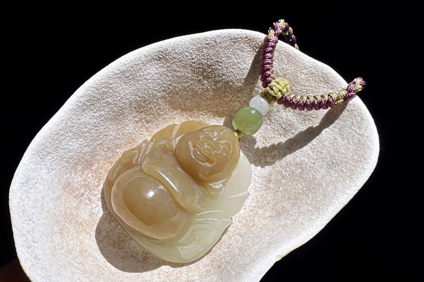 Certified High Grade Natural Nephrite Hand Carved Buddha Pendant, Brown Sugar and White Nephrite Jade Buddha, 天然高品质糖白玉手工雕刻笑佛吊坠