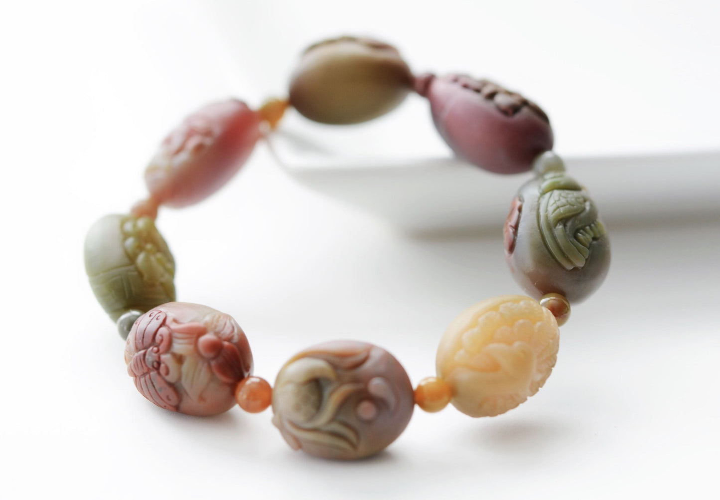 Top Grade Natural Yanyuan Agate Carved Egg Charm Bracelet, Genuine Carved Yanyuan Agate, 天然盐源玛瑙雕刻蛋蛋手串
