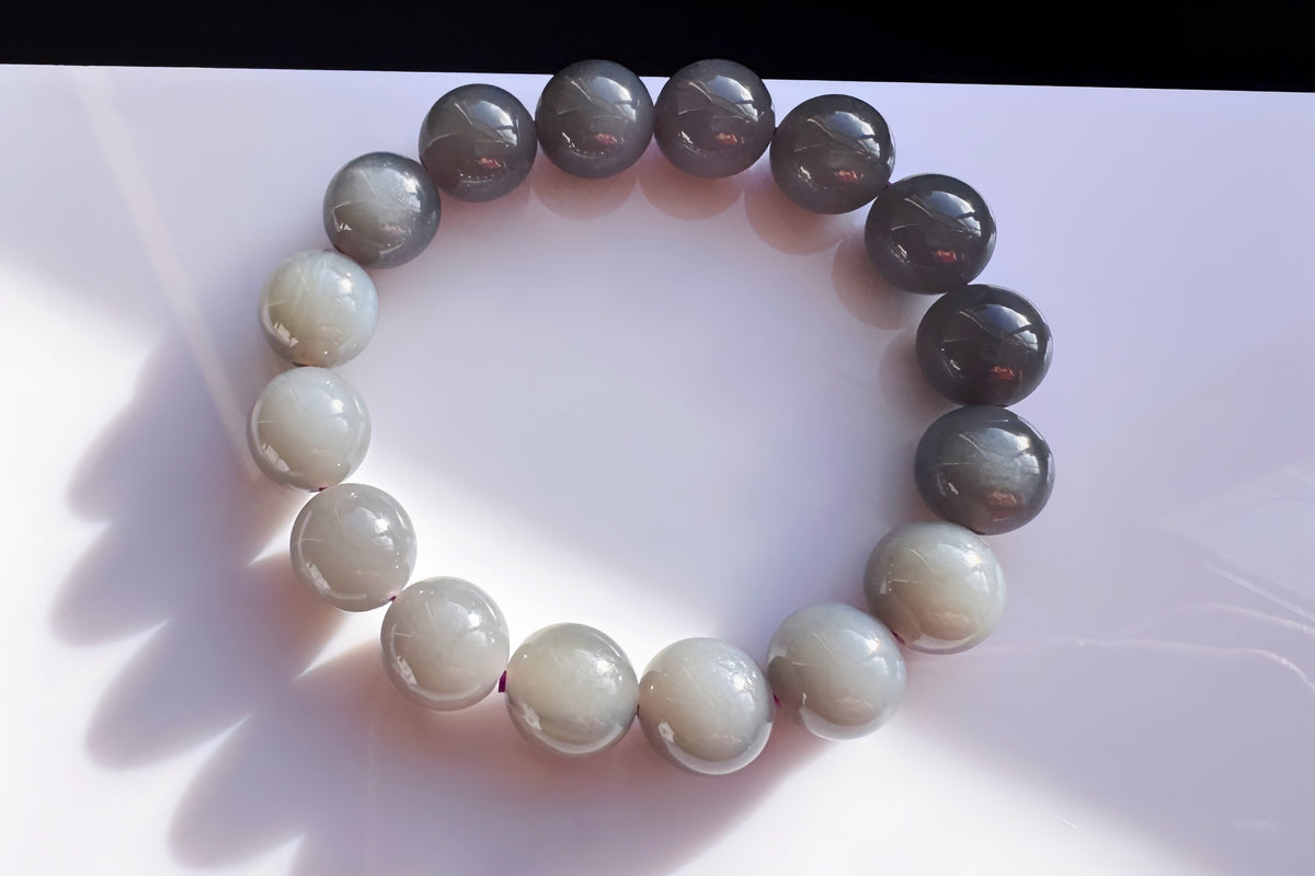 Certified Natural Smokey Gray Nephrite Jade Bracelet, Genuine Gray Nephrite Jade Bracelet, 天然青海料烟灰色软玉圆珠手串带证书