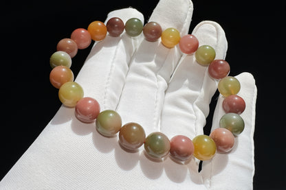 Natural Yanyuan Origin Agate Beaded Bracelet, Rainbow Color Yan-yuan Agate Bracelet, 天然盐源彩虹玛瑙西瓜色圆珠手串