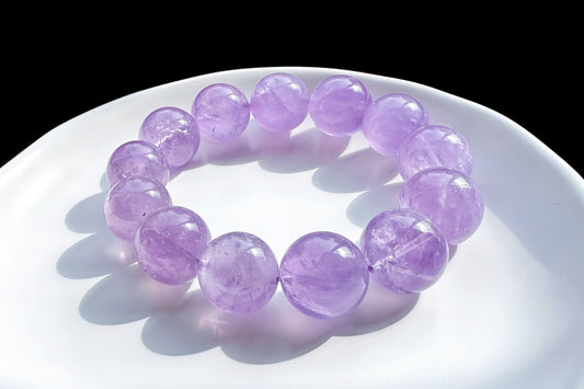 18mm Natural Lavender Amethyst Bracelet, Chunky Lavender Amethyst Beads, Deep Lavender Amethyst, 天然浓郁色薰衣草紫水晶手串
