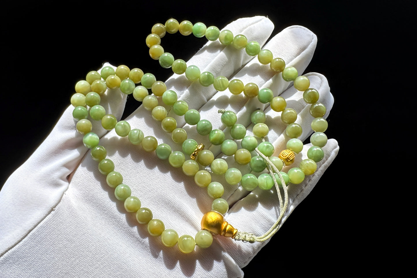 Natural Xinjiang Hetian Nephrite Bracelet in Mint Green and Brown Sugar Colors, Rare Multi-colored Nephrite Jade Bracelet, 天然且末黑羊洞碧玉糖三彩和田玉手串