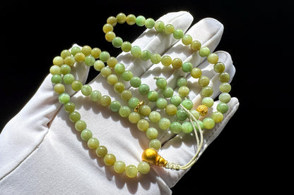 Natural Xinjiang Hetian Nephrite Bracelet in Mint Green and Brown Sugar Colors, Rare Multi-colored Nephrite Jade Bracelet, 天然且末黑羊洞碧玉糖三彩和田玉手串