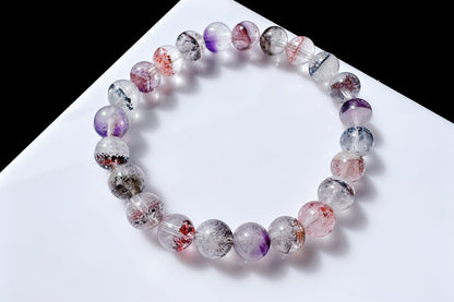 8mm Natural Super Seven Quartz Beaded Bracelet, Rare Venom Super Seven Bracelet, Venom Super 7 Crystal, 天然超级七手串毒液超七手串