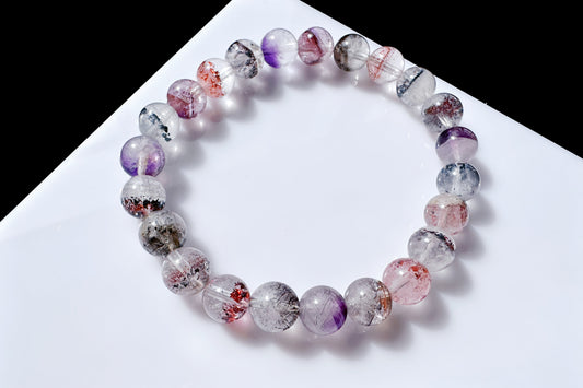 8mm Natural Super Seven Quartz Beaded Bracelet, Rare Venom Super Seven Bracelet, Venom Super 7 Crystal, 天然超级七手串毒液超七手串