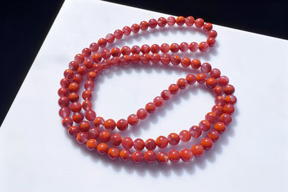 Certified Natural Nanhong Agate Bracelet, Nanhong Bracelet, Untreated Nanhong Agate Beads Jelly Like Texture, 天然南红玛瑙火焰纹圆珠多圈手串