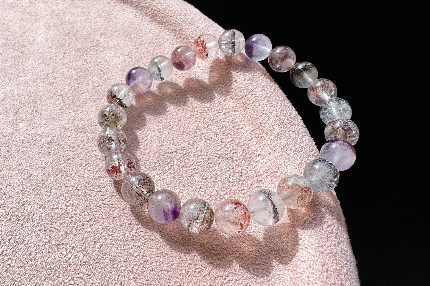 8mm Natural Super Seven Quartz Beaded Bracelet, Rare Venom Super Seven Bracelet, Venom Super 7 Crystal, 天然超级七手串毒液超七手串