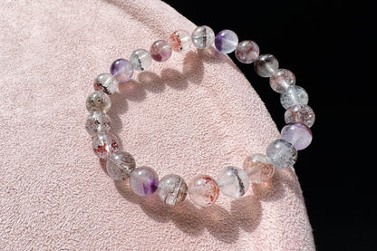 8mm Natural Super Seven Quartz Beaded Bracelet, Rare Venom Super Seven Bracelet, Venom Super 7 Crystal, 天然超级七手串毒液超七手串