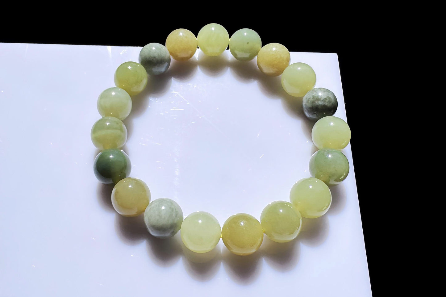 Certified Natural Yellow Nephrite Jade Bracelet with Blue Stone Skin, Unique Nephrite Jade Bracelet, 天然若羌蓝皮黄口料玉手串带证书