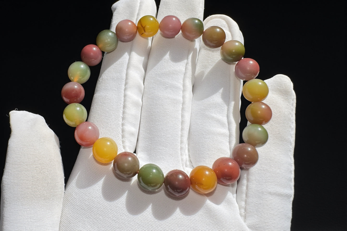 Natural Yanyuan Origin Agate Beaded Bracelet, Rainbow Color Yan-yuan Agate Bracelet, 天然盐源彩虹玛瑙西瓜色圆珠手串