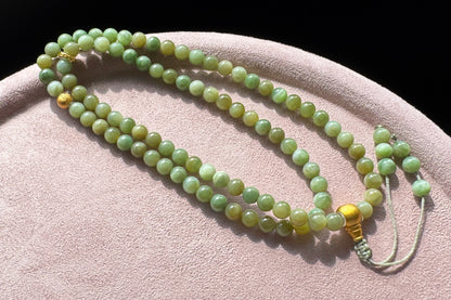 Natural Xinjiang Hetian Nephrite Bracelet in Mint Green and Brown Sugar Colors, Rare Multi-colored Nephrite Jade Bracelet, 天然且末黑羊洞碧玉糖三彩和田玉手串