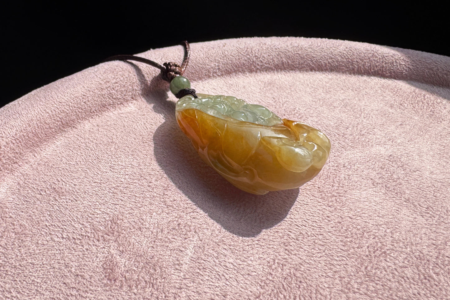 Genuine Grade A Jadeite Jade Hand Carved Kirin Pendant, Natural duo Color Green and Yellow Jade, Double-sides Carving, 天然缅甸A货翡翠老坑双色麒麟吊坠