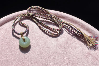 Natural Hetian Nephrite Jade Peace Buckle Pendant, Jade Peace Buckle Necklace, 天然和田玉平安扣面包扣吊坠