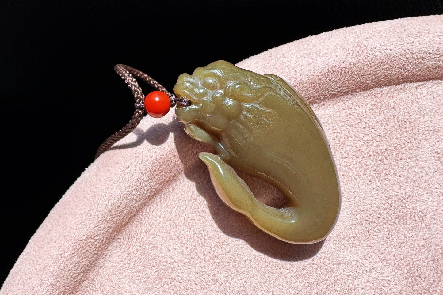 Certified Natural Dark Brown Sugar Hetian Nephrite Dragon Fish Pendant, Nephrite Jade Fish Turning Drago Pendant, Brown Jade, 天然糖玉鱼化龙吊坠深糖玉龙鱼吊坠